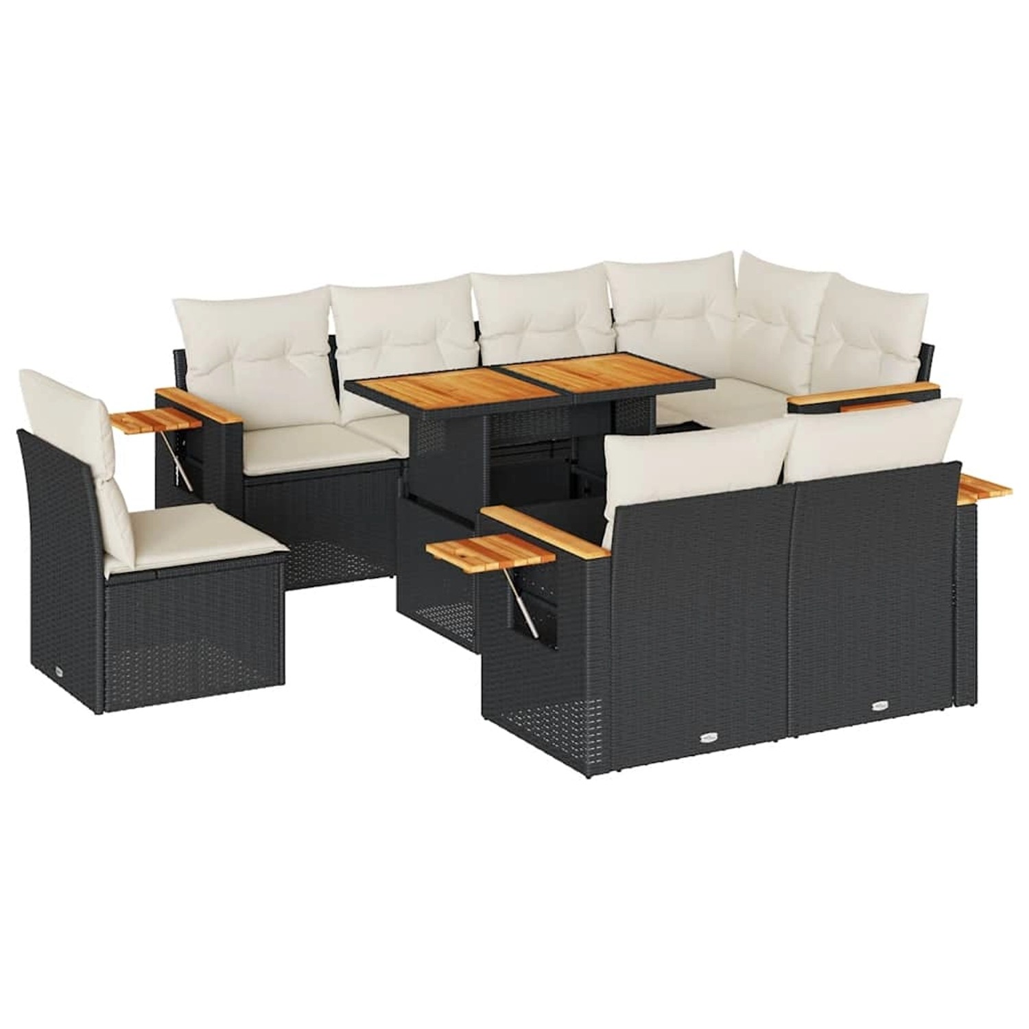 vidaXL 9-Tlg Garten-Sofagarnitur mit Kissen Schwarz Poly Rattan 3327612 günstig online kaufen