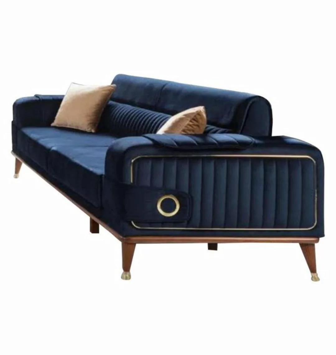 JVmoebel Sofa Blaue Design Couch Sofa Samt Dreisitzer Luxus Couche, Made in günstig online kaufen