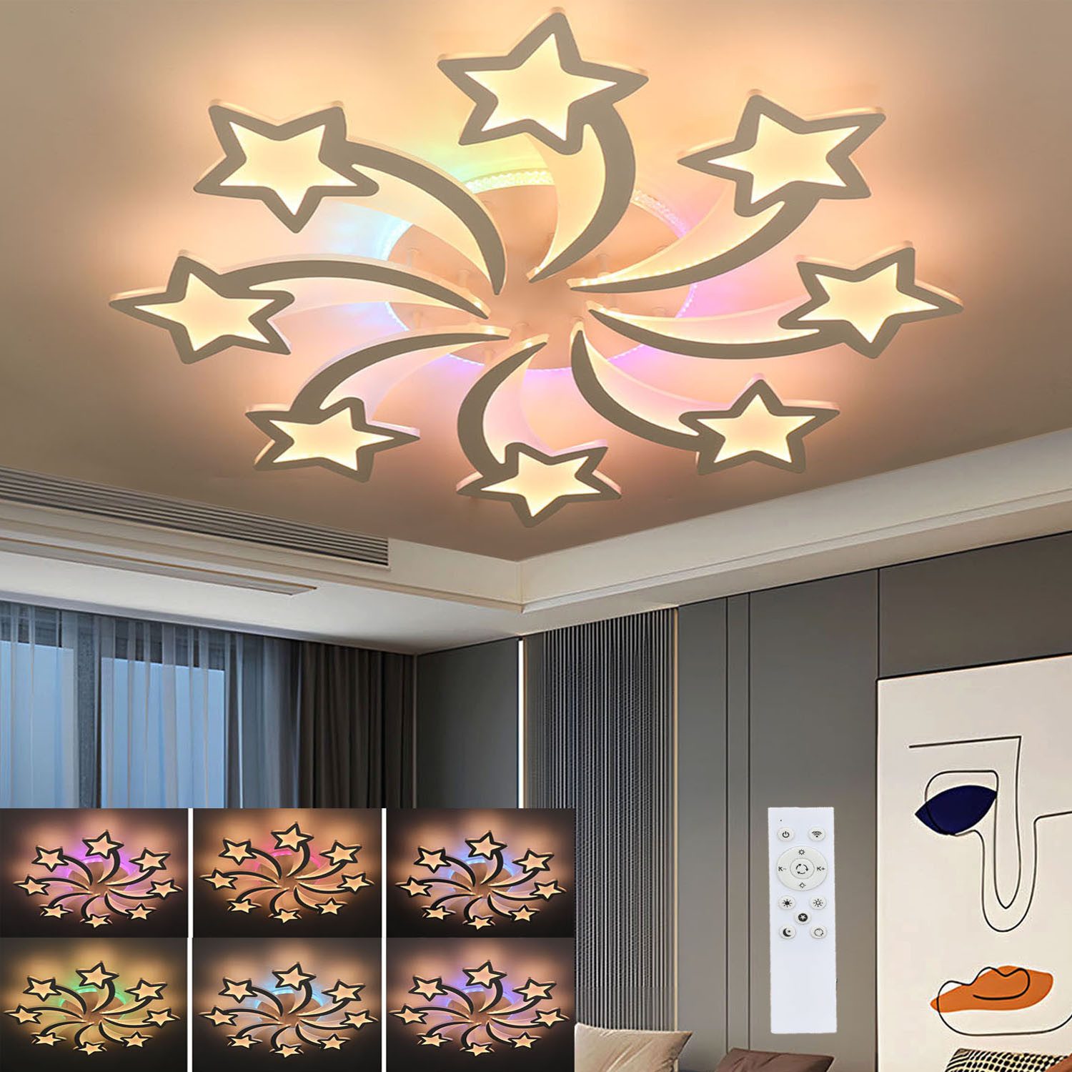 oyajia LED Deckenleuchte Blumenförmige Deckenleuchte, 3 günstig online kaufen