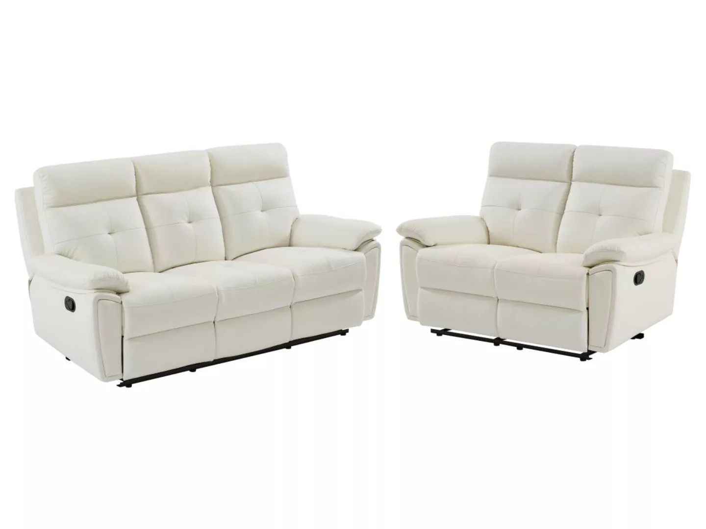 Relaxsofa Garnitur 3+2 - Leder- Weiß - VINETA günstig online kaufen