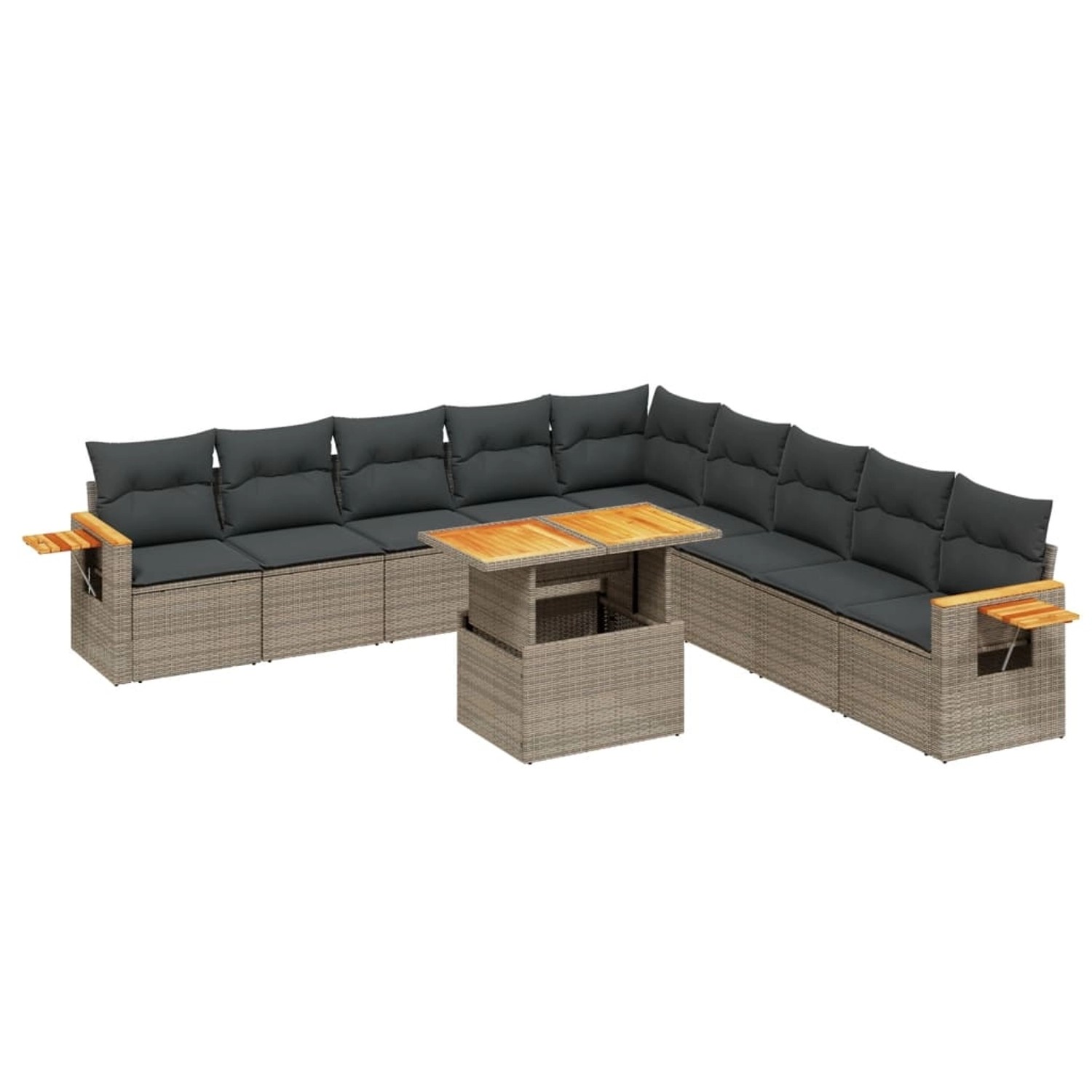 vidaXL 11-Tlg Garten-Sofagarnitur mit Kissen Grau Poly Rattan 3273706 günstig online kaufen