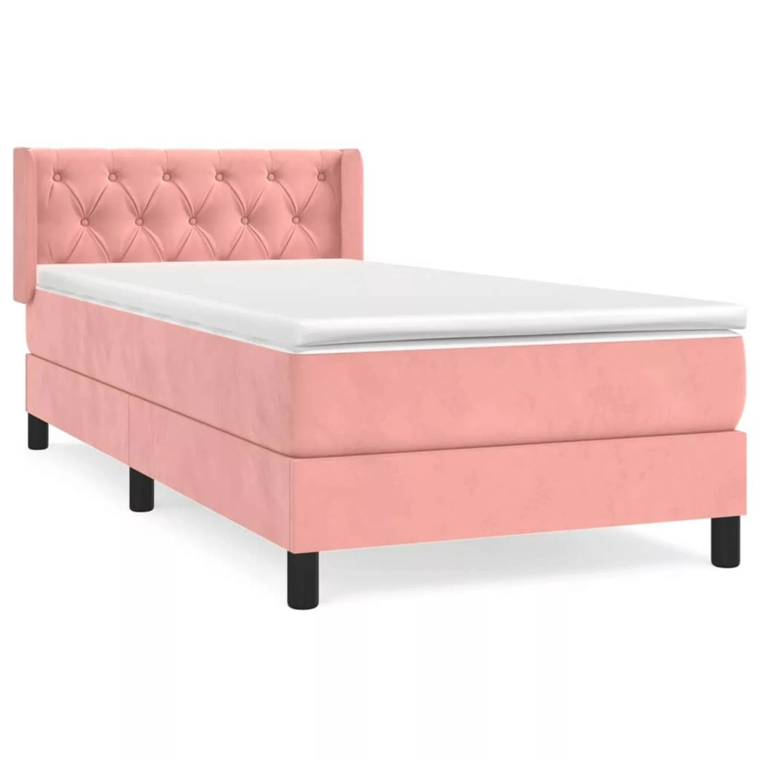 vidaXL Boxspringbett mit Matratze Rosa 80x200 cm Samt1537590 günstig online kaufen