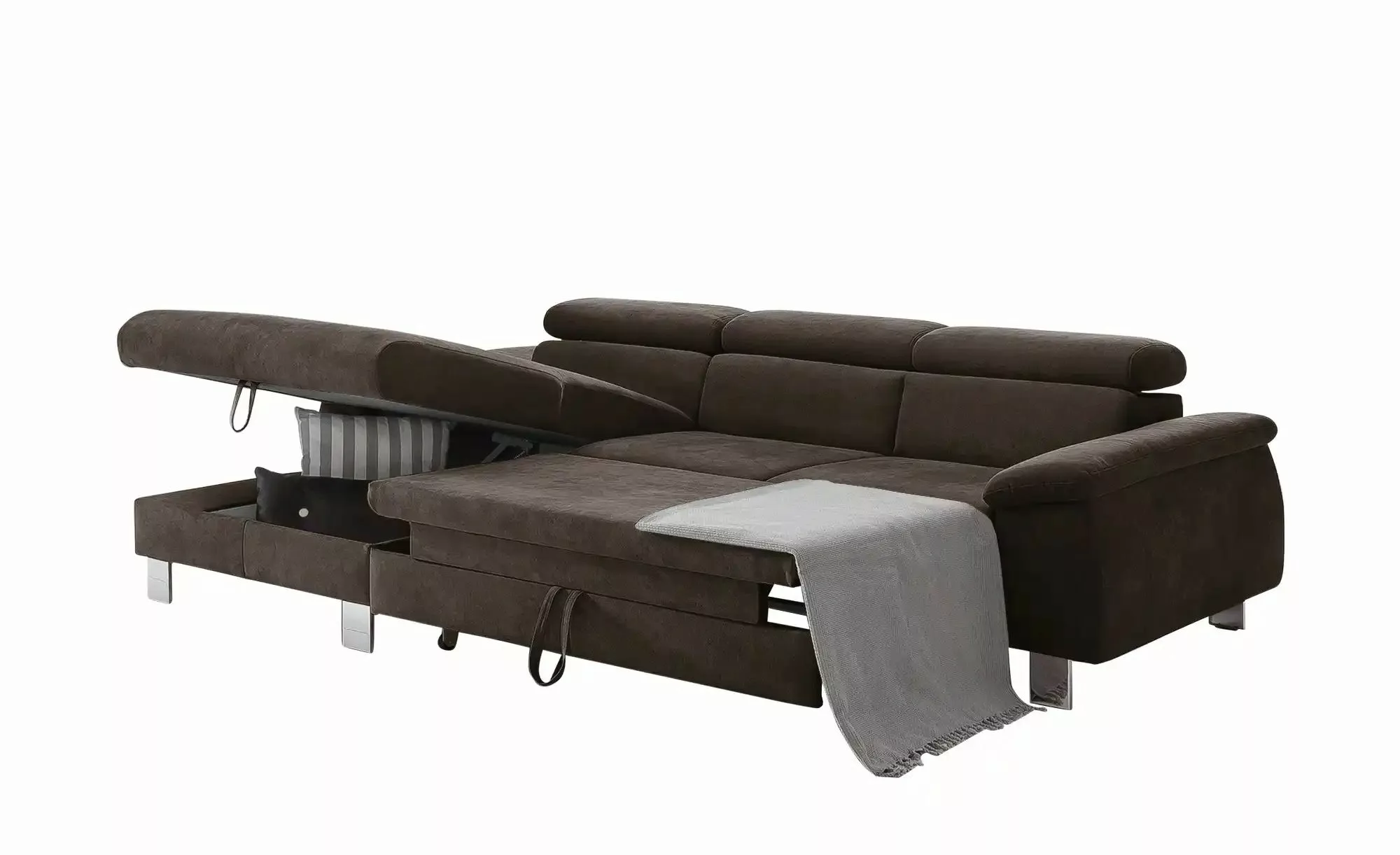 uno Ecksofa aus Velours Micky ¦ braun ¦ Maße (cm): B: 166 H: 72 T: 244.0 Po günstig online kaufen