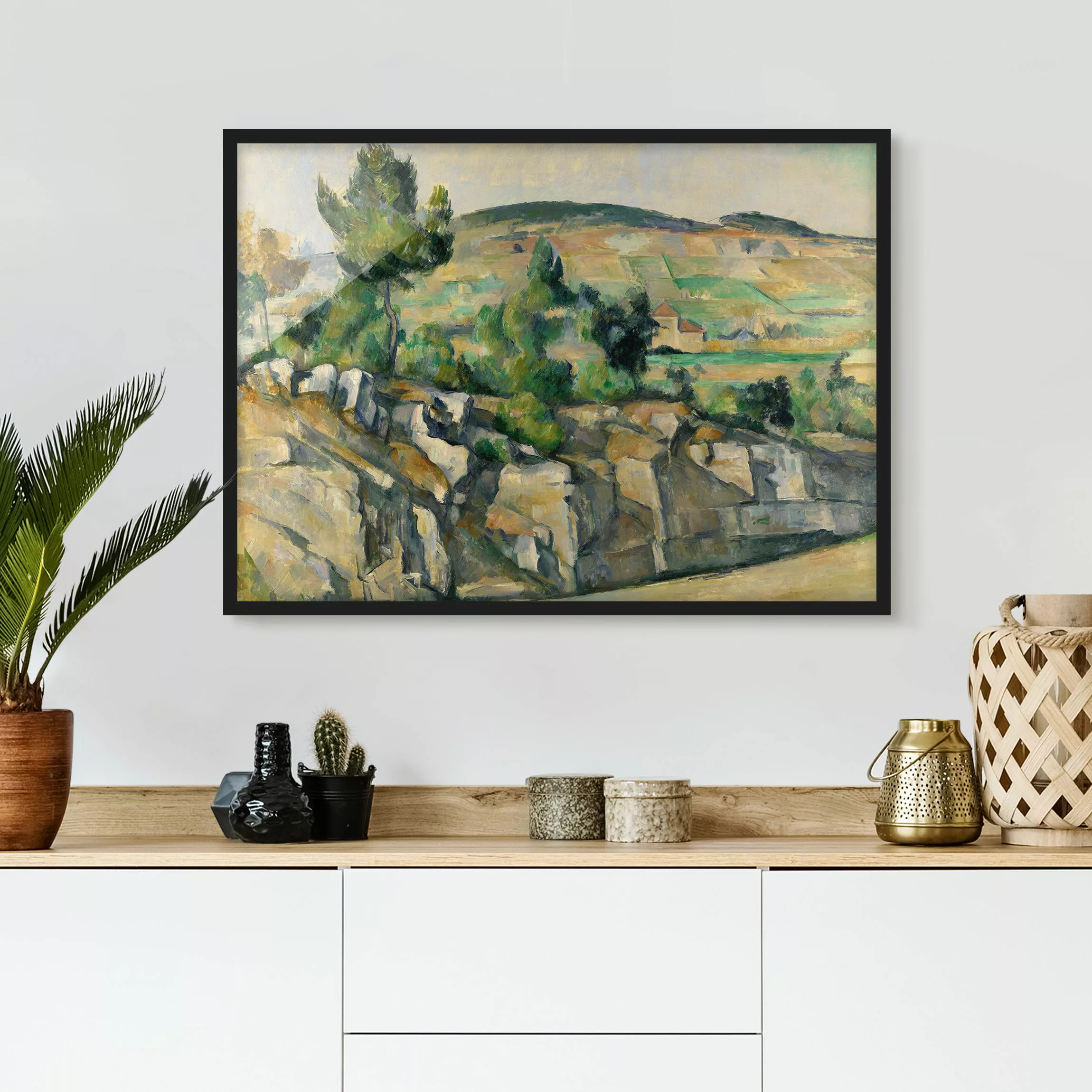 Bild mit Rahmen Kunstdruck - Querformat Paul Cézanne - Hügelige Landschaft günstig online kaufen