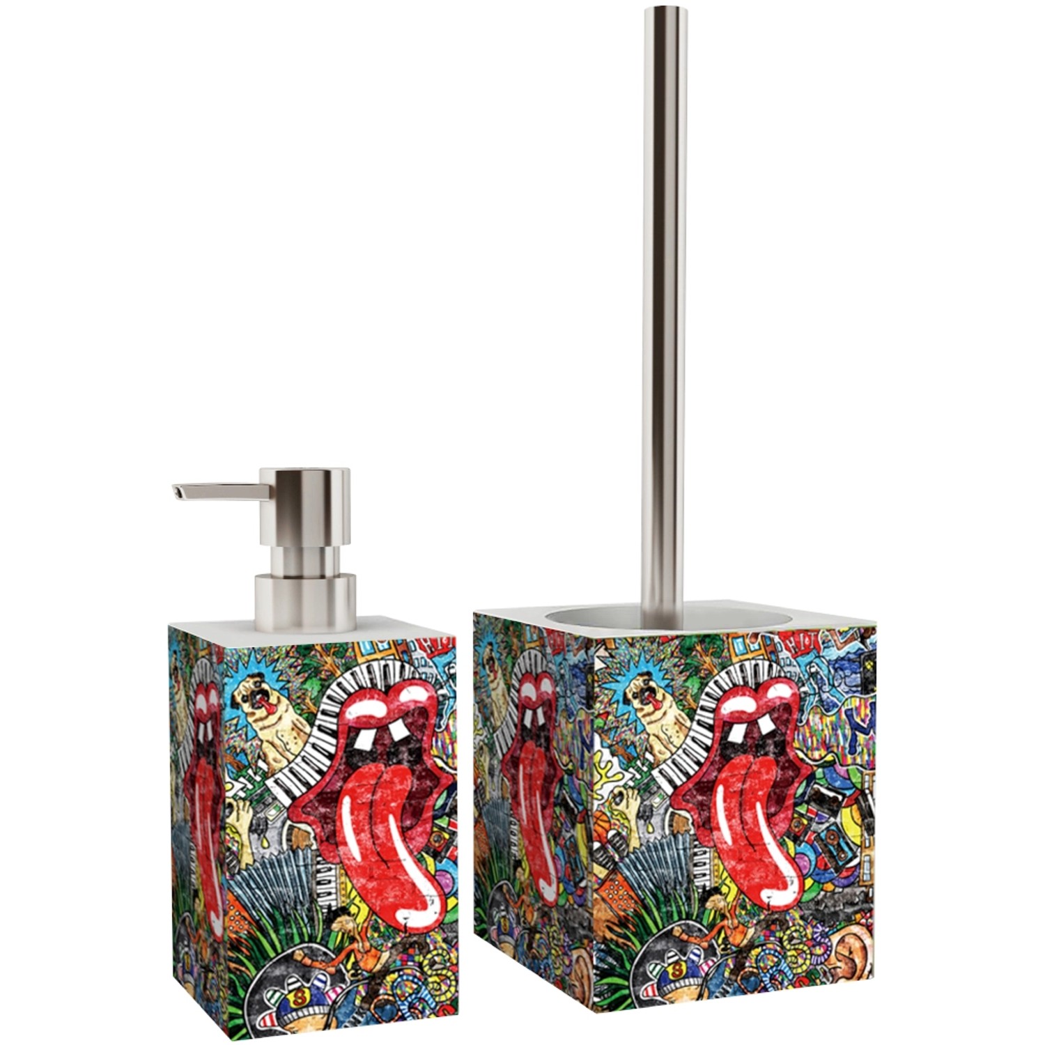 Sanilo Badezimmer Set, Seifenspender und WC Bürste Graffiti günstig online kaufen