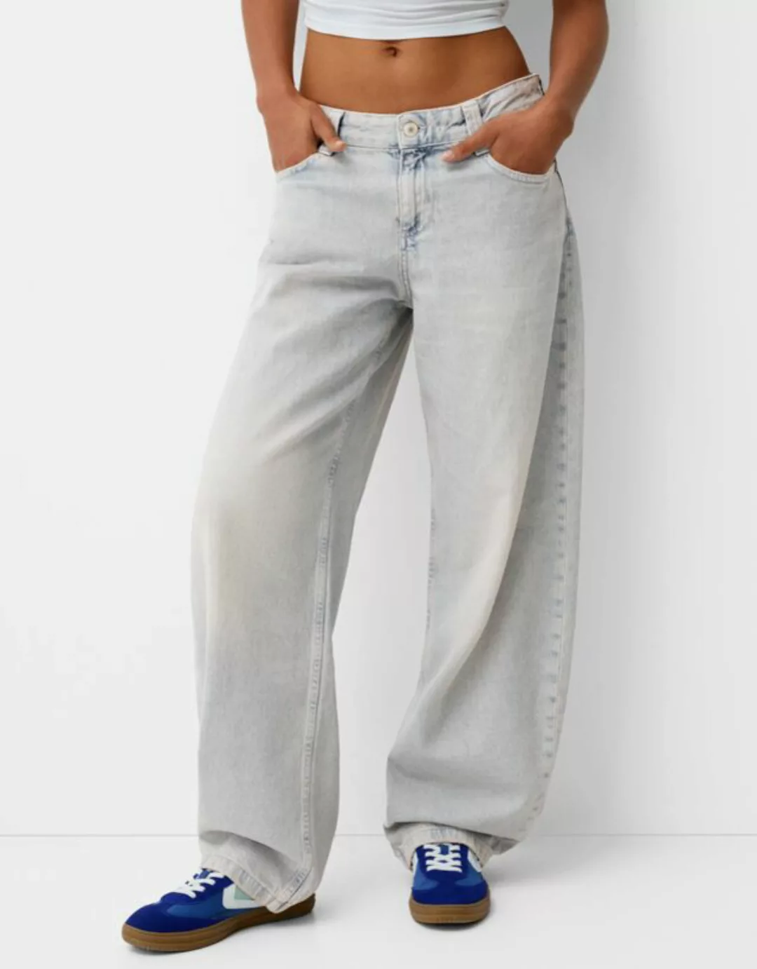 Bershka Baggy Balloon Jeans Damen 38 Hellblau günstig online kaufen