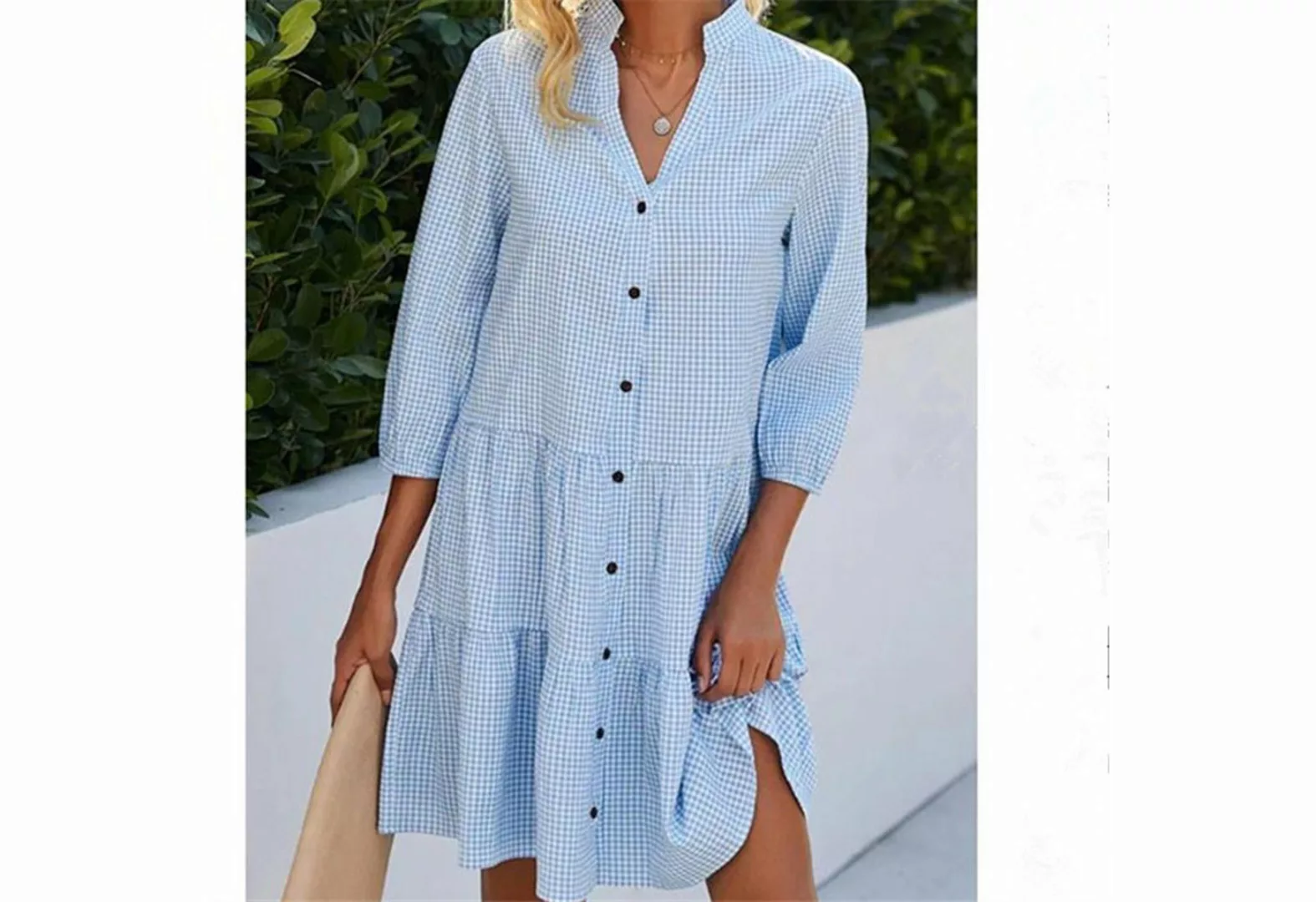 FIDDY Langarmhemd Hemdkleid mit Viertelärmeln – Damenhemd – Strandrock günstig online kaufen