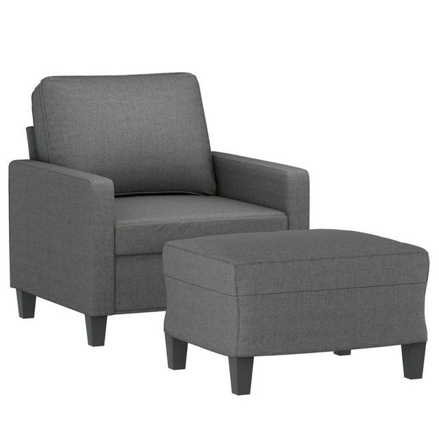 vidaXL Sofa Sessel mit Hocker Dunkelgrau 60 cm Stoff günstig online kaufen