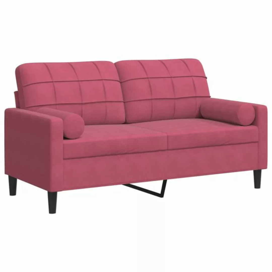 vidaXL Sofa 2-Sitzer-Sofa mit Zierkissen Weinrot 140 cm Samt günstig online kaufen