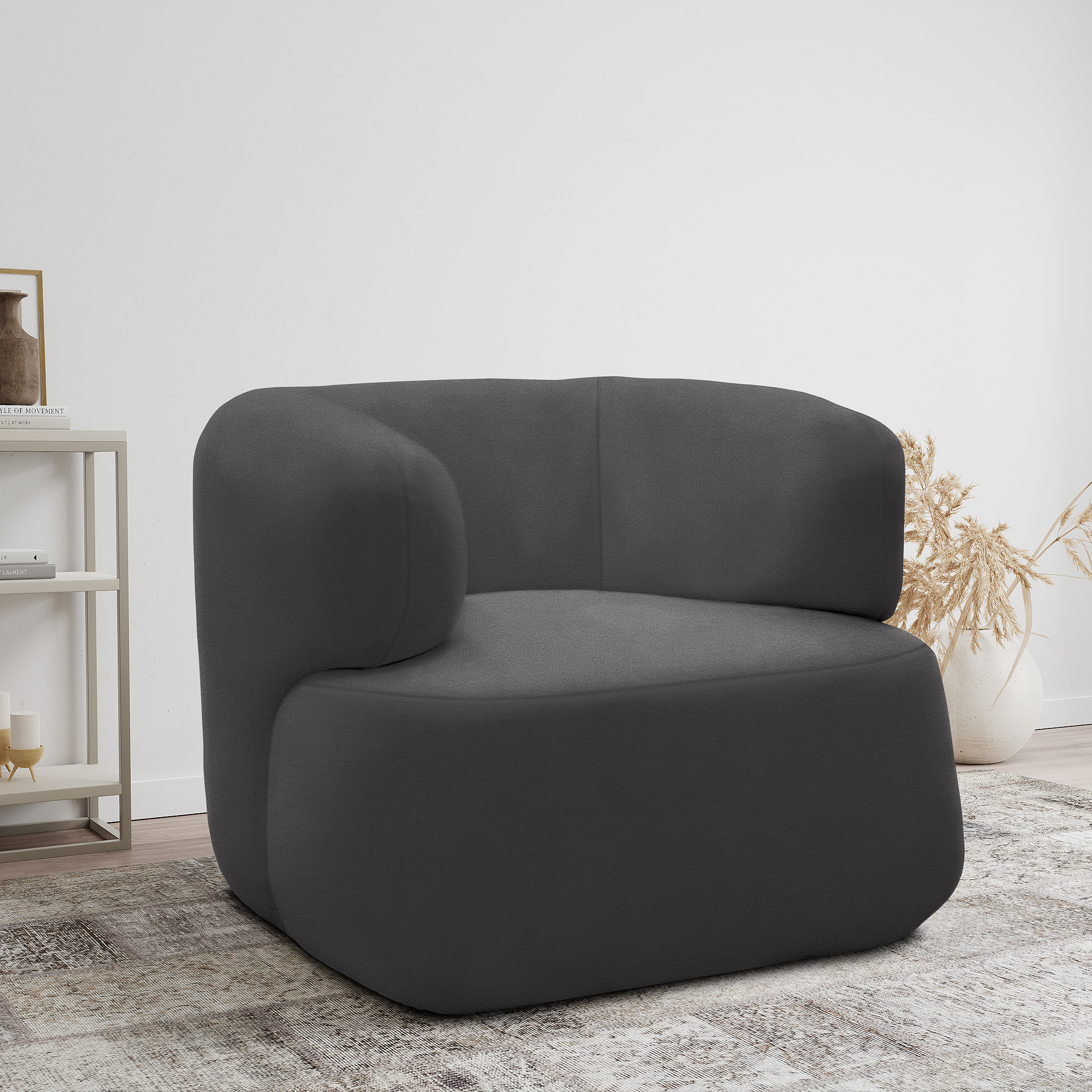 Sessel 800 012, Armsessel, Teddy-Stoff, 90 x 86 x 71 cm (BxTxH), dunkelgrau günstig online kaufen