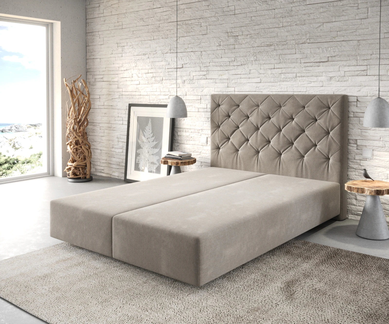 DELIFE Boxspringbett Dream-Great, Mikrofaser Beige 140x200 cm günstig online kaufen