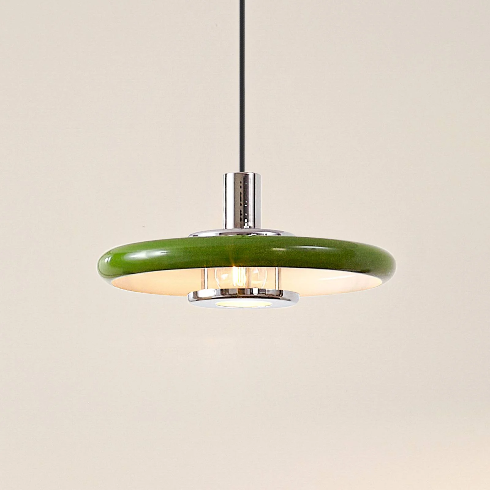 Lindby Pendelleuchte Branford, Retro, Ø 35 cm, grün, Metall günstig online kaufen