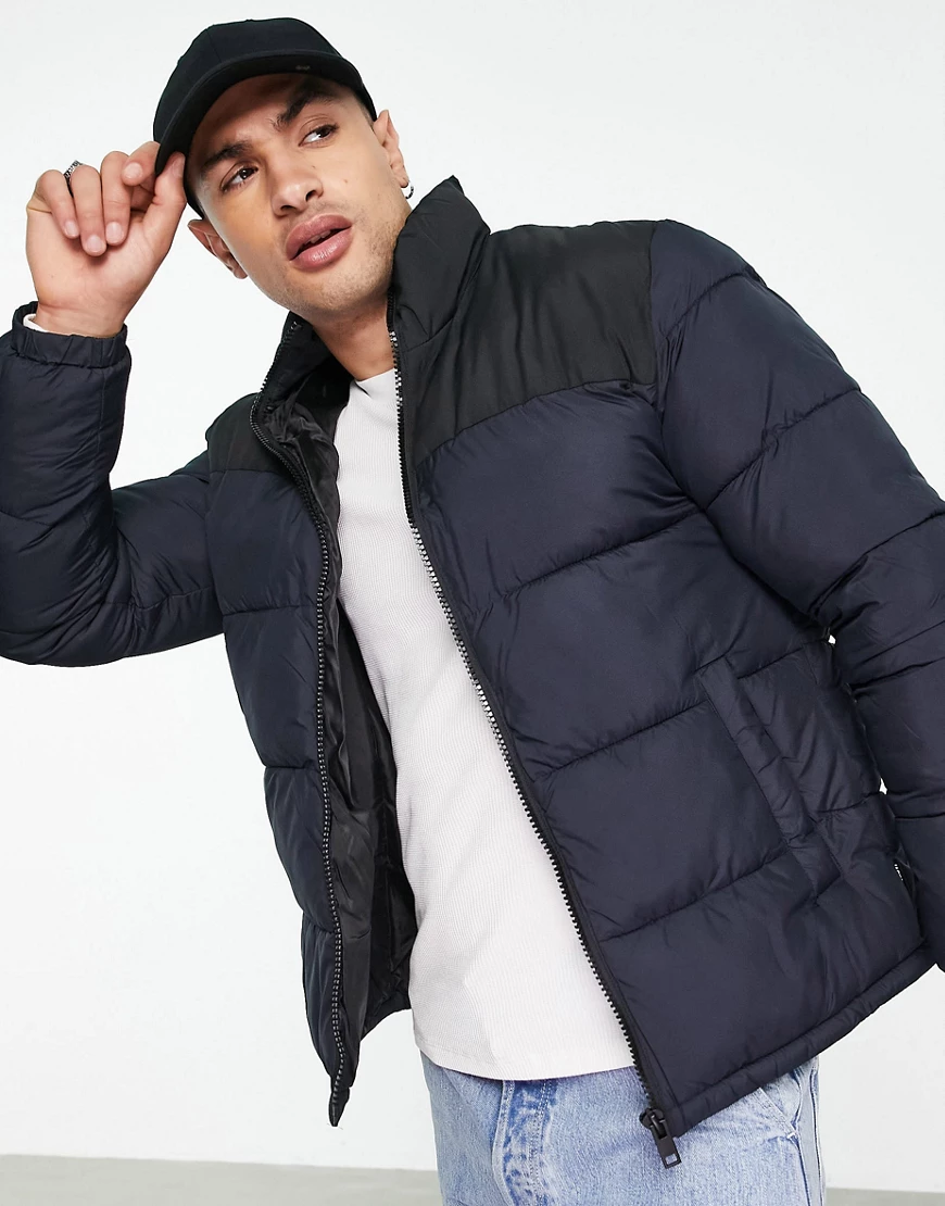 Jack & Jones – Originals – Steppjacke mit Stehkragen in Schwarz günstig online kaufen