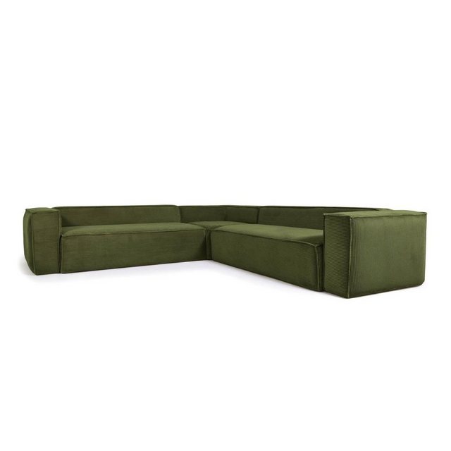 Natur24 Sofa Ecksofa Blok 6-Sitzer dicker Cord grün 320x320cm Couch günstig online kaufen