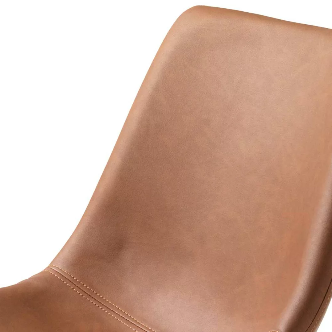 Esstisch Stühle in Hellbraun Kunstleder Metallgestell (2er Set) günstig online kaufen