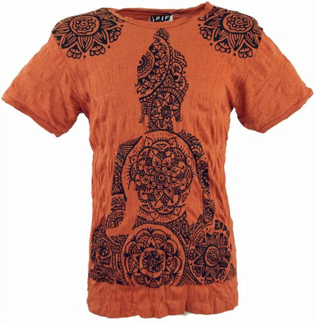 Guru-Shop T-Shirt Sure Herren T-Shirt Mandala Buddha - rostorange Goa Style günstig online kaufen