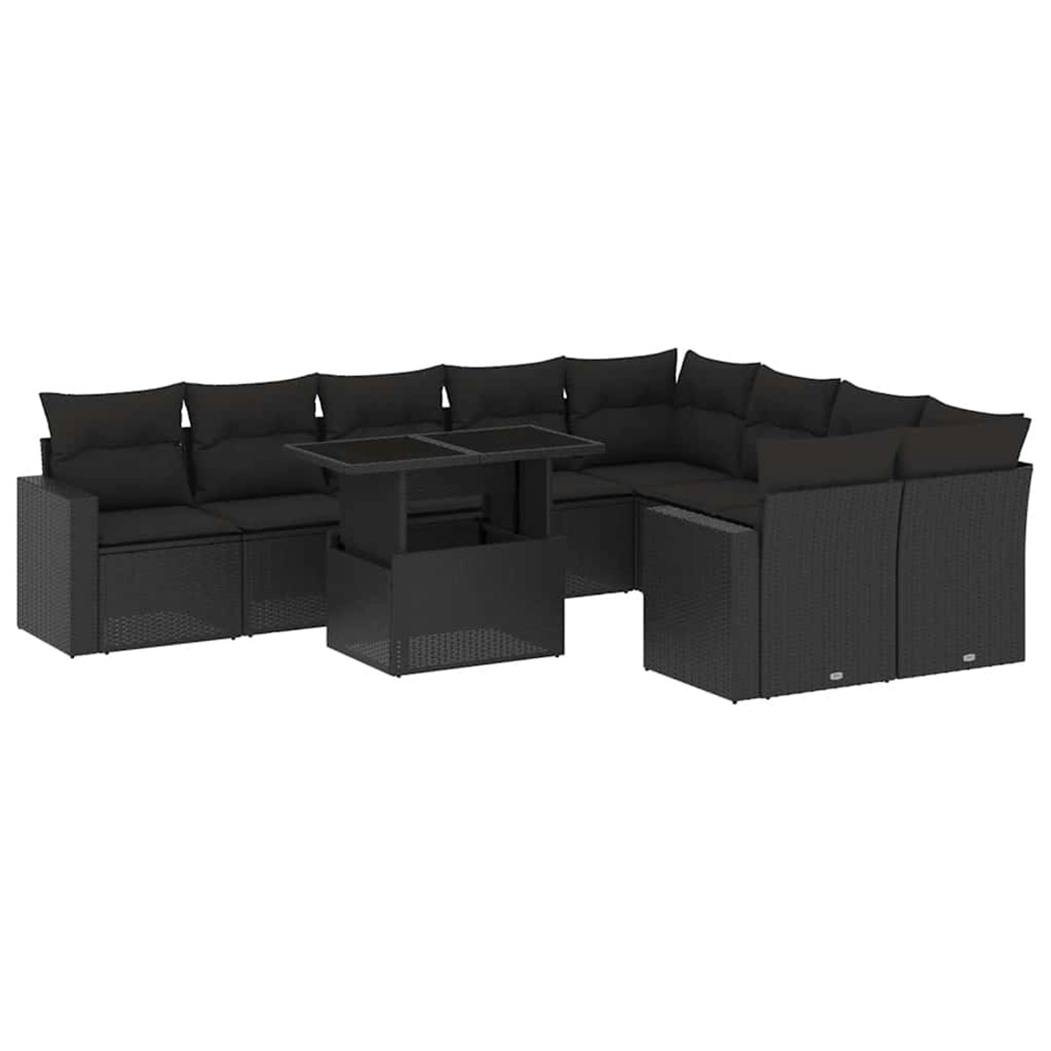 vidaXL 10-Tlg Garten-Sofagarnitur mit Kissen Schwarz Poly Rattan 3267495 günstig online kaufen