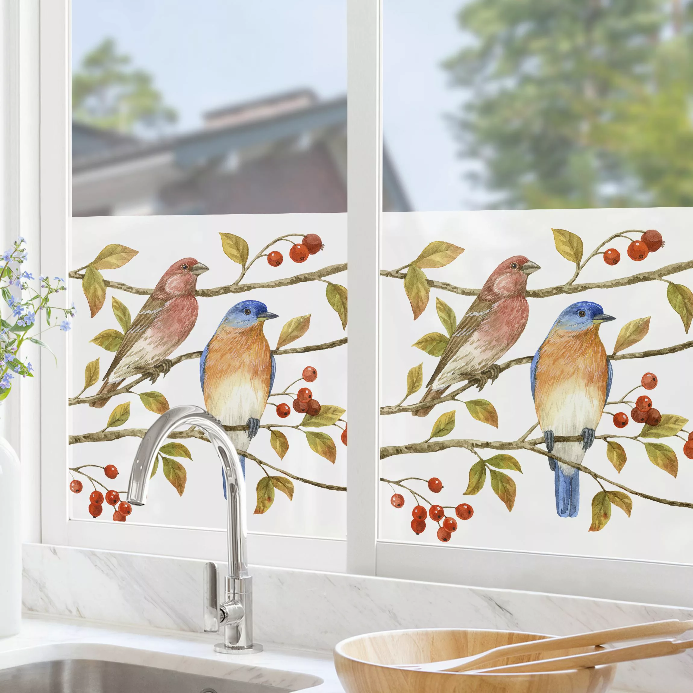 Fensterfolie Vögel und Beeren - Hüttensänger günstig online kaufen