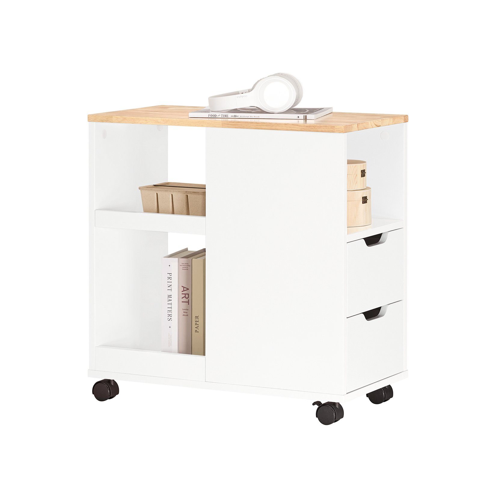 SoBuy Beistelltisch Druckertisch mit Rollen Couchtisch mit Schubladen FBT13 günstig online kaufen