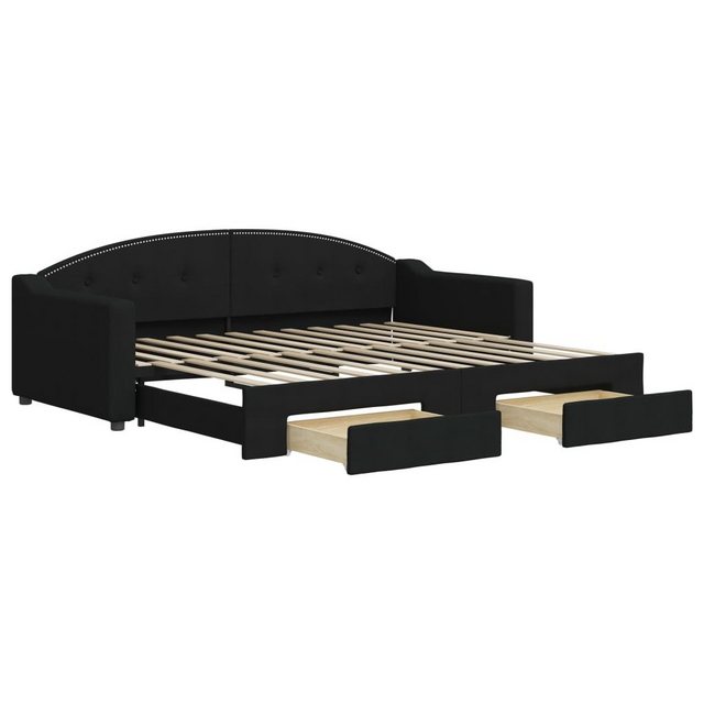 vidaXL Bett Tagesbett Ausziehbar mit Schubladen Schwarz 90x200 cm Stoff günstig online kaufen