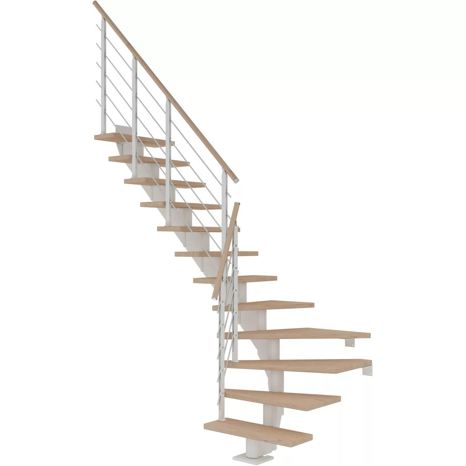 Dolle Mittelholmtreppe Hamburg Eiche Weiß GH bis 301 cm 1/4 Gewendelt 85 cm günstig online kaufen