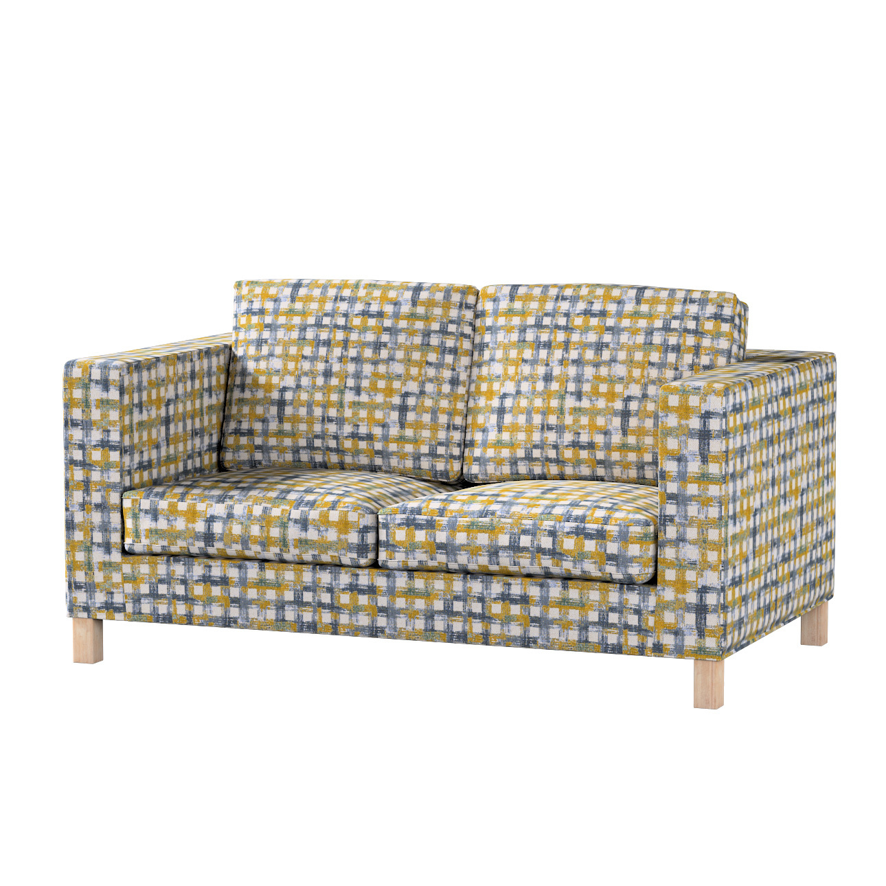 Bezug für Karlanda 2-Sitzer Sofa nicht ausklappbar, kurz, blau-gelb, 60cm x günstig online kaufen