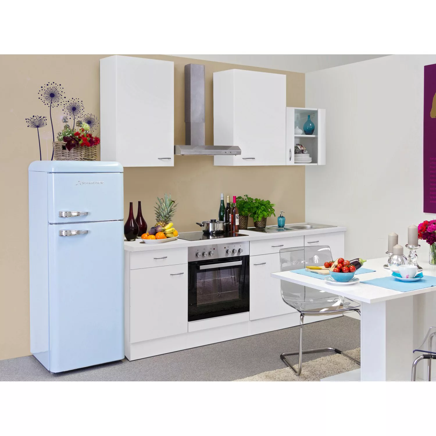 Flex-Well Classic Küchenzeile/Küchenblock Wito 220 cm Weiß günstig online kaufen