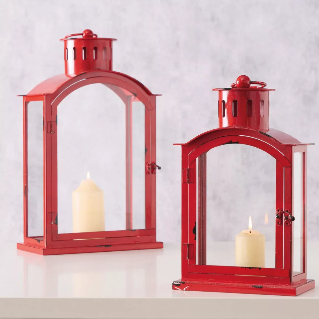 BOLTZE Kerzenlaterne "Weihnachtsdeko rot", im praktischen 3er Set günstig online kaufen