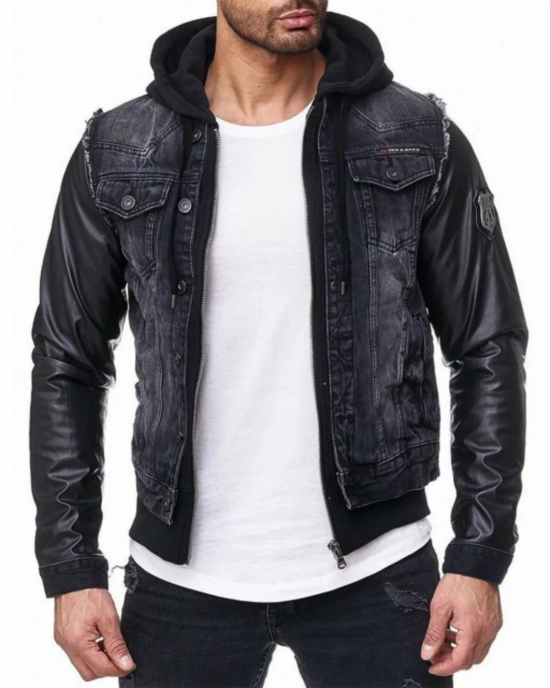 Cipo & Baxx Jeansjacke Kapuzen Denim Jacke BA-C-1290 Schwarz XL mit Metall günstig online kaufen