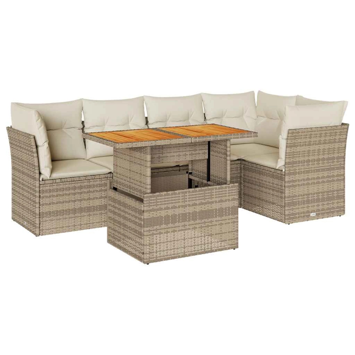 vidaXL 6-Tlg Garten-Sofagarnitur mit Kissen Beige Poly Rattan 3326928 günstig online kaufen
