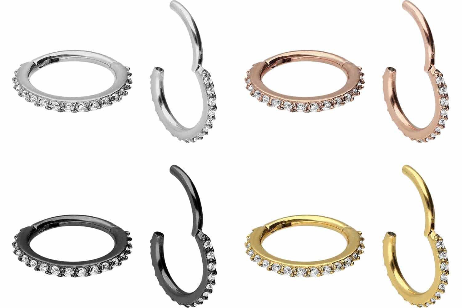 PIERCINGLINE Nasenpiercing Chirurgenstahl Segmentring Clicker EINGEFASSTE günstig online kaufen
