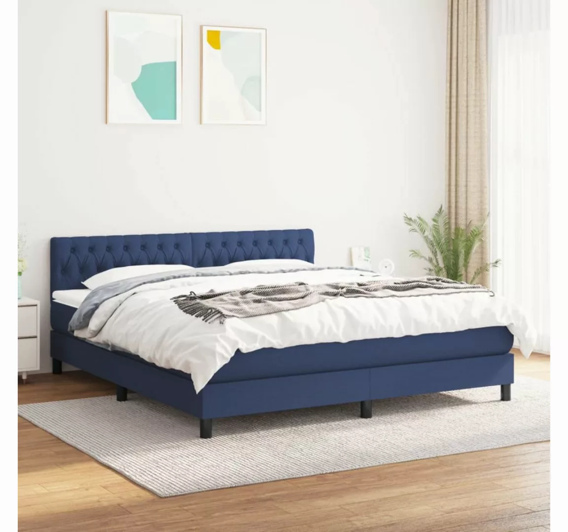 vidaXL Boxspringbett Boxspringbett mit Matratze Blau 180x200 cm Stoff Bett günstig online kaufen