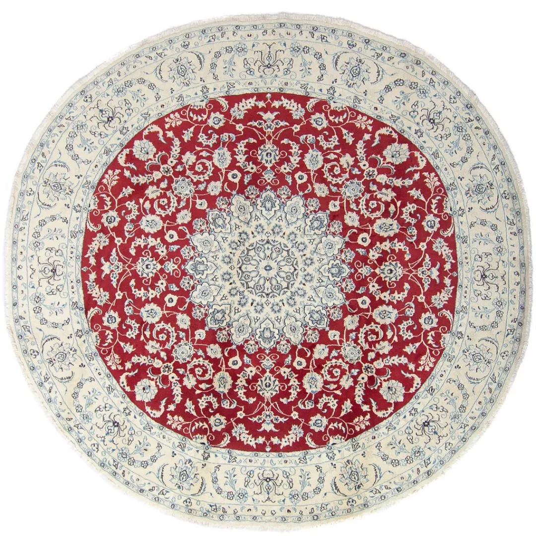 morgenland Wollteppich »Nain Medaillon Rosso scuro 245 x 245 cm«, rund, Uni günstig online kaufen