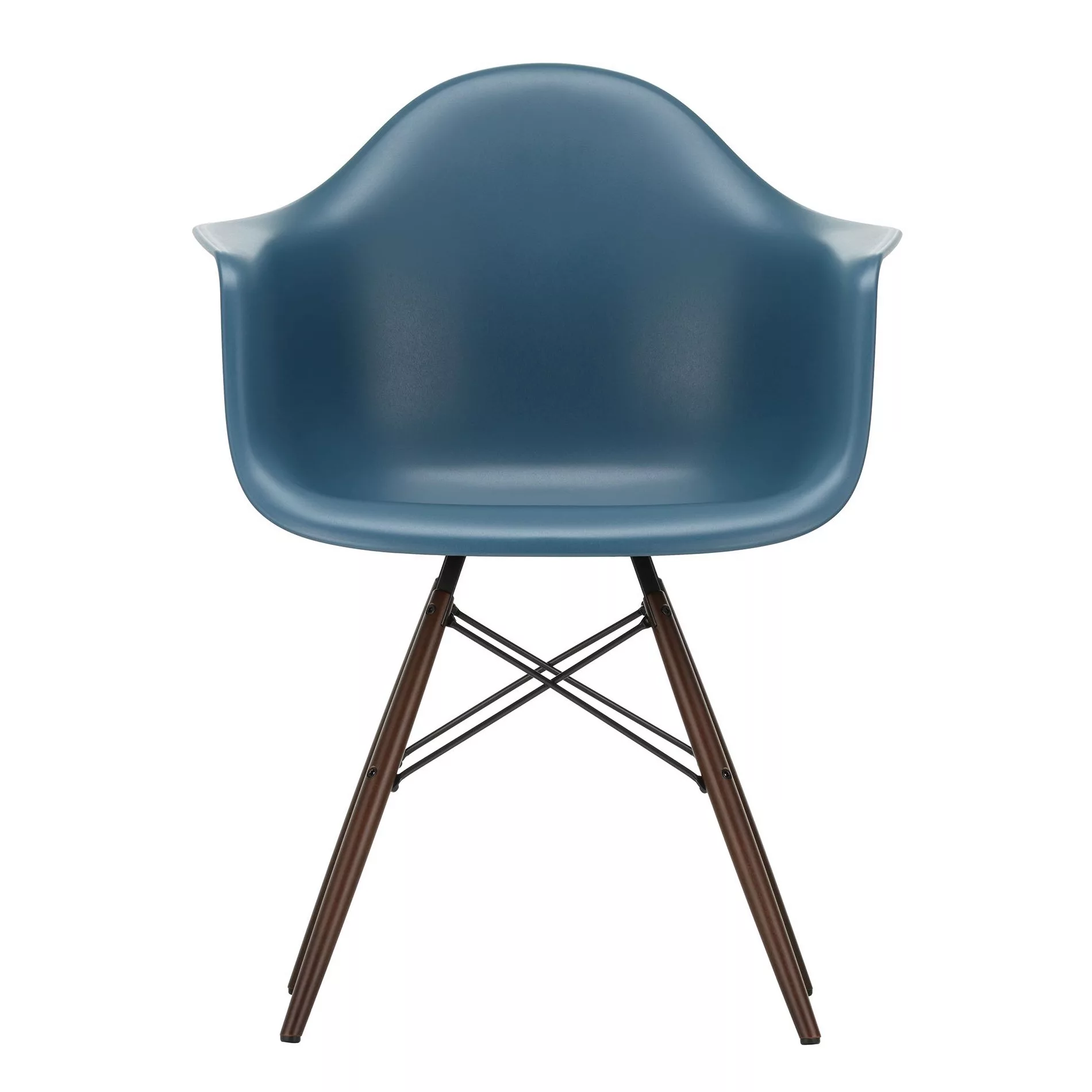 Vitra - Eames Plastic Armchair DAW Gestell Ahorn dunkel - meerblau/Sitzscha günstig online kaufen