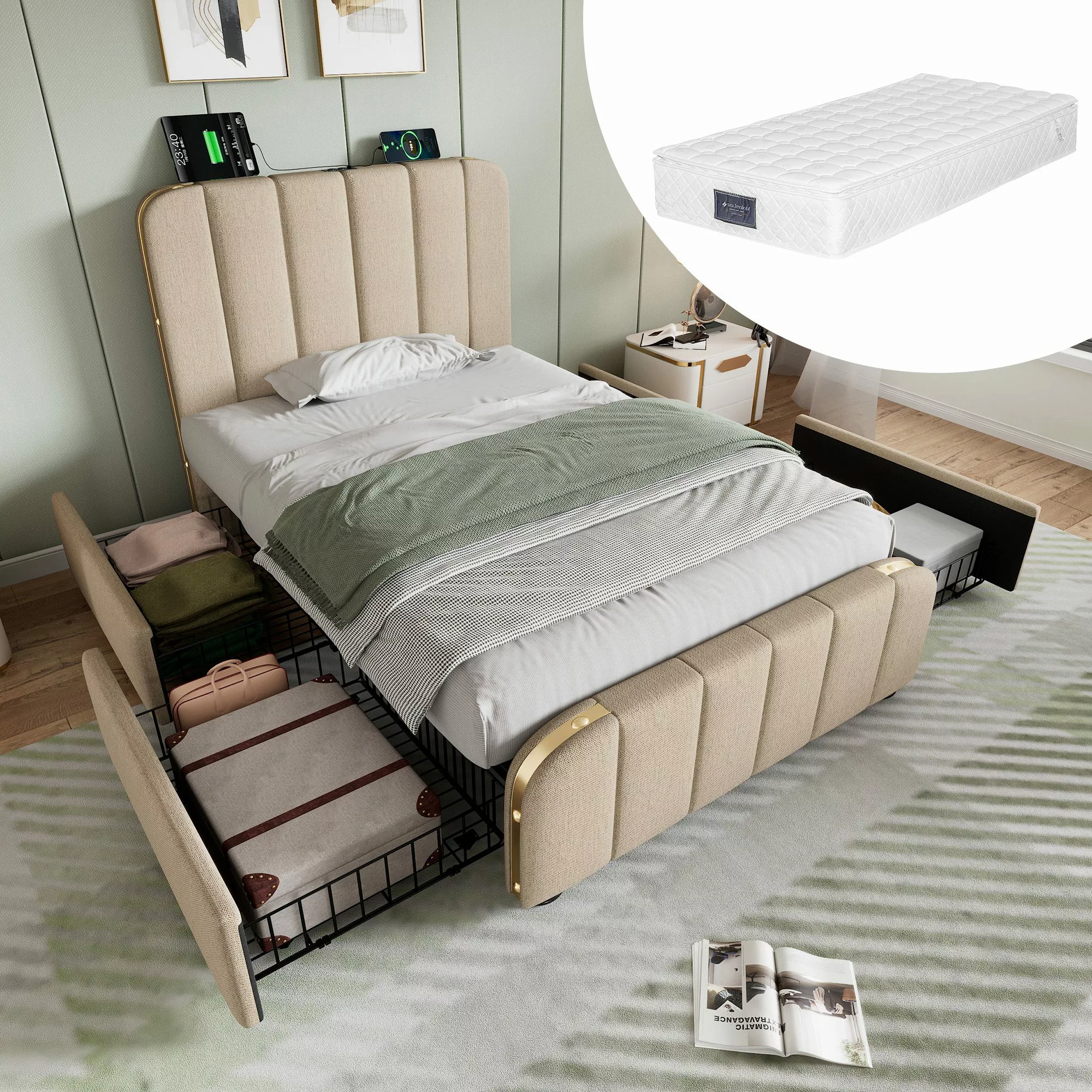 HAUSS SPOLE Polsterbett 90X200cm mit 4 günstig online kaufen