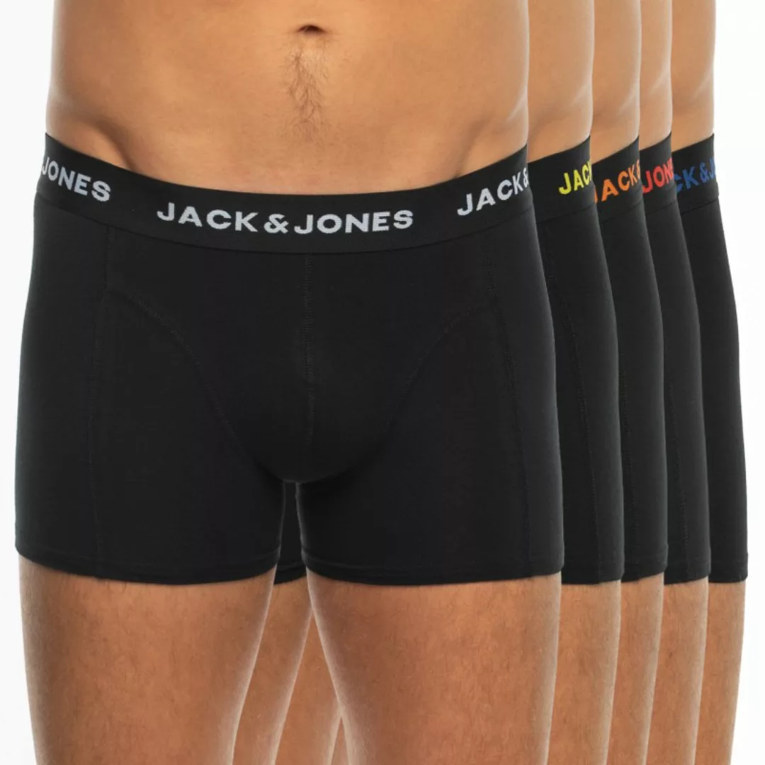 Jack & Jones 5-er Set Trunks Schwarz mit verschiedenfarbigen Webbund günstig online kaufen