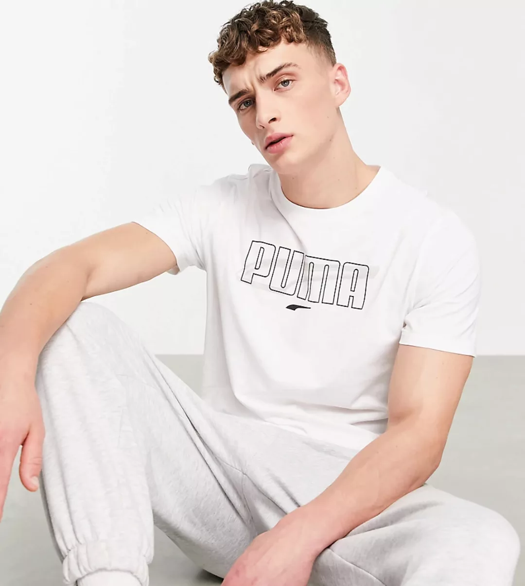 Puma – White – T-Shirt in Weiß mit Logo günstig online kaufen