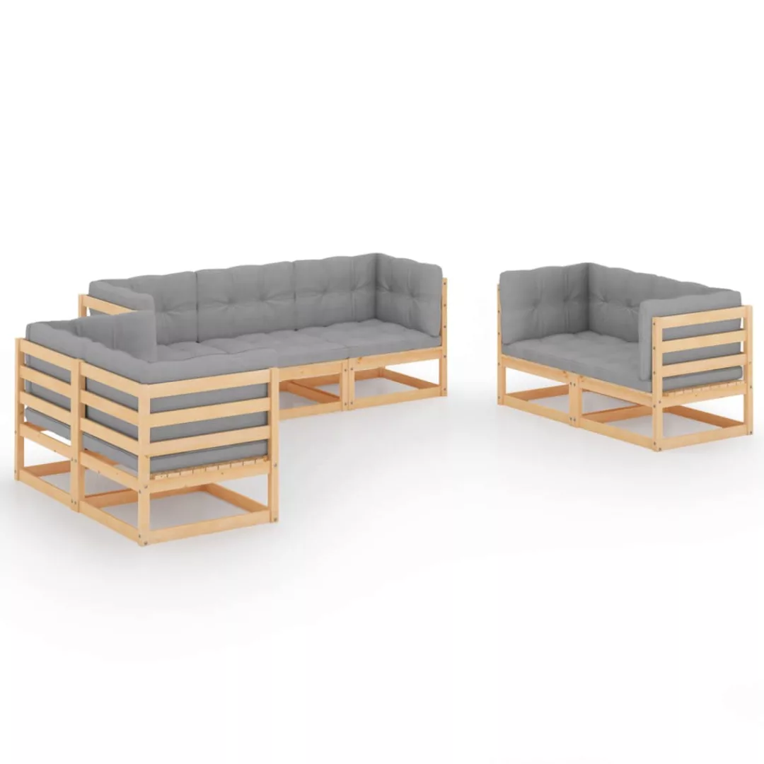 7-tlg. Garten-lounge-set Mit Kissen Kiefer Massivholz günstig online kaufen