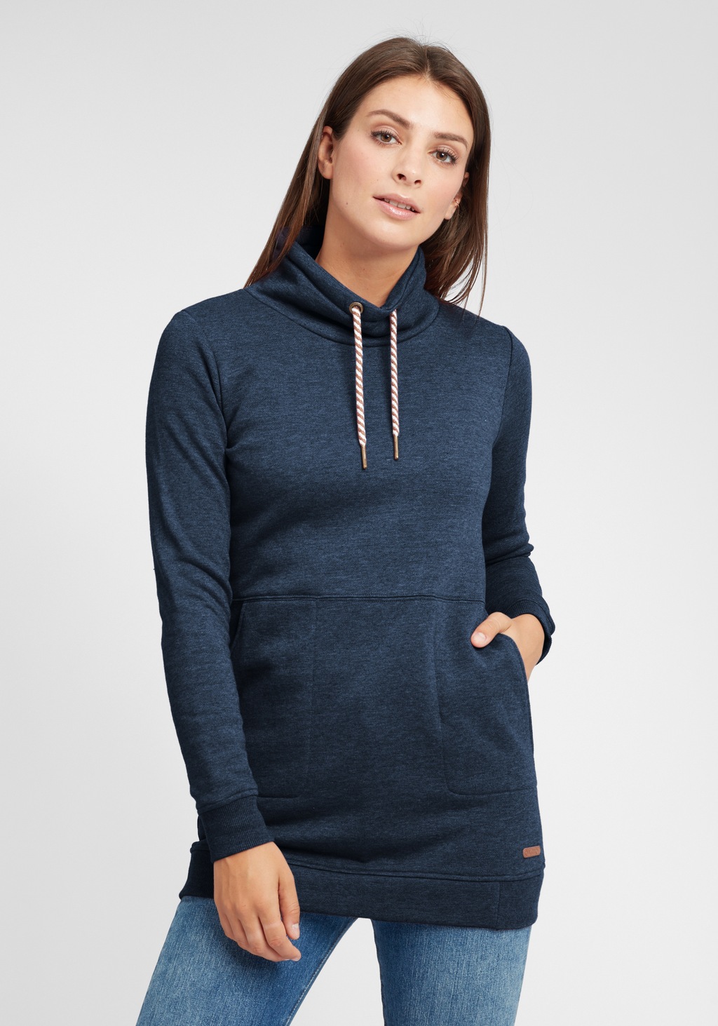 OXMO Hoodie OXVilma Sweatpullover lang geschnitten mit Kordelzug günstig online kaufen