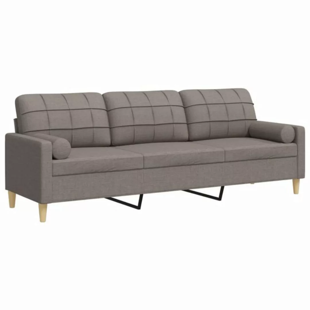 vidaXL Sofa Sofa 3-Sitzer mit Zierkissen Taupe 210 cm Stoff günstig online kaufen