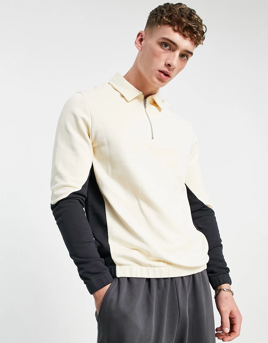 ASOS DESIGN – Oversize-Sweatshirt mit Polokragen, halblangem Reißverschluss günstig online kaufen