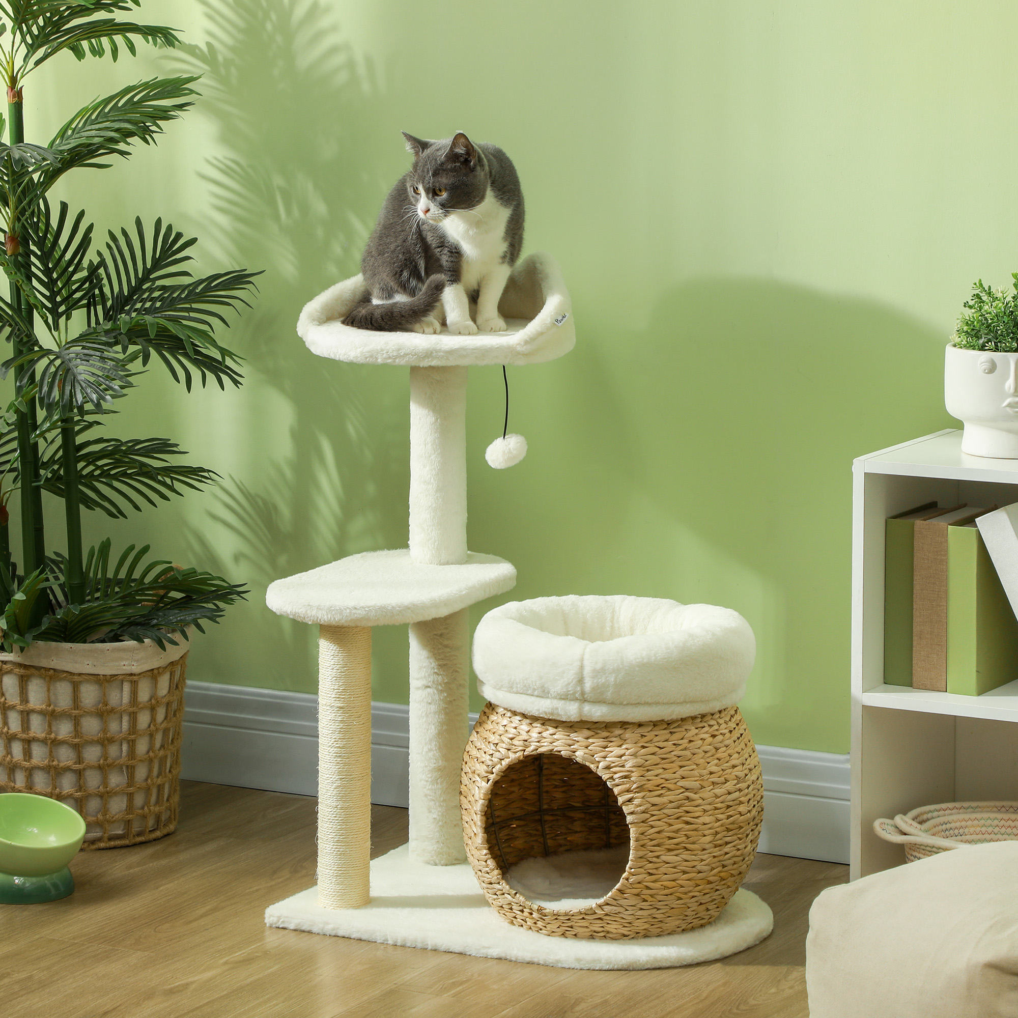 PawHut Kratzbaum 79 cm Katzenbaum mit Katzenhöhle, Bett, Spielbälle, Katzen günstig online kaufen