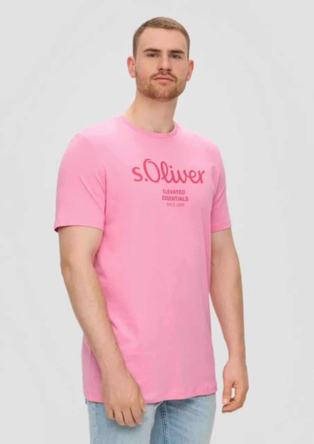 s.Oliver Kurzarmshirt T-Shirt aus Baumwolle mit Logo-Print Artwork günstig online kaufen