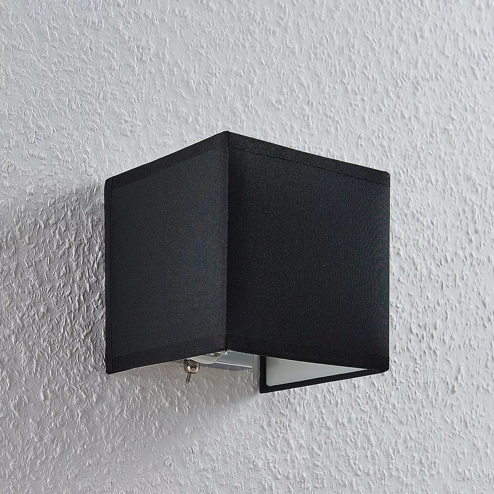 Stoff-Wandlampe Adea mit Schalter, 13 cm, schwarz günstig online kaufen