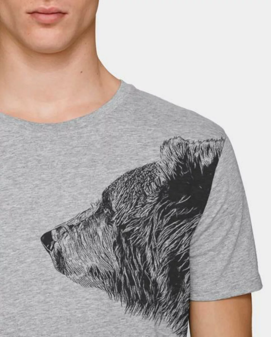 Kommabei Herren T-shirt Bruder Bär Grau günstig online kaufen