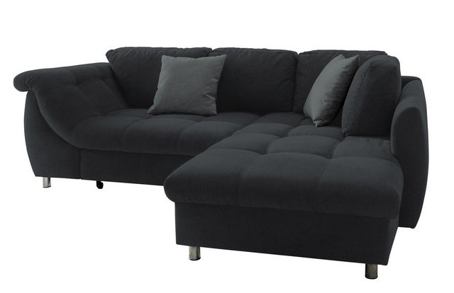 luma-home Ecksofa 17115, 250x190 cm, Ottomane rechts, Bettfunktion, Wellenu günstig online kaufen