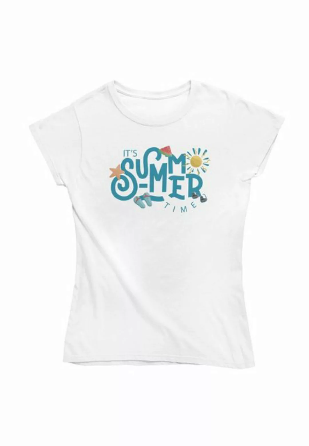 Novux T-Shirt It's Summer time Damen Tshirt Farbe Weiß (1-tlg) aus Baumwoll günstig online kaufen