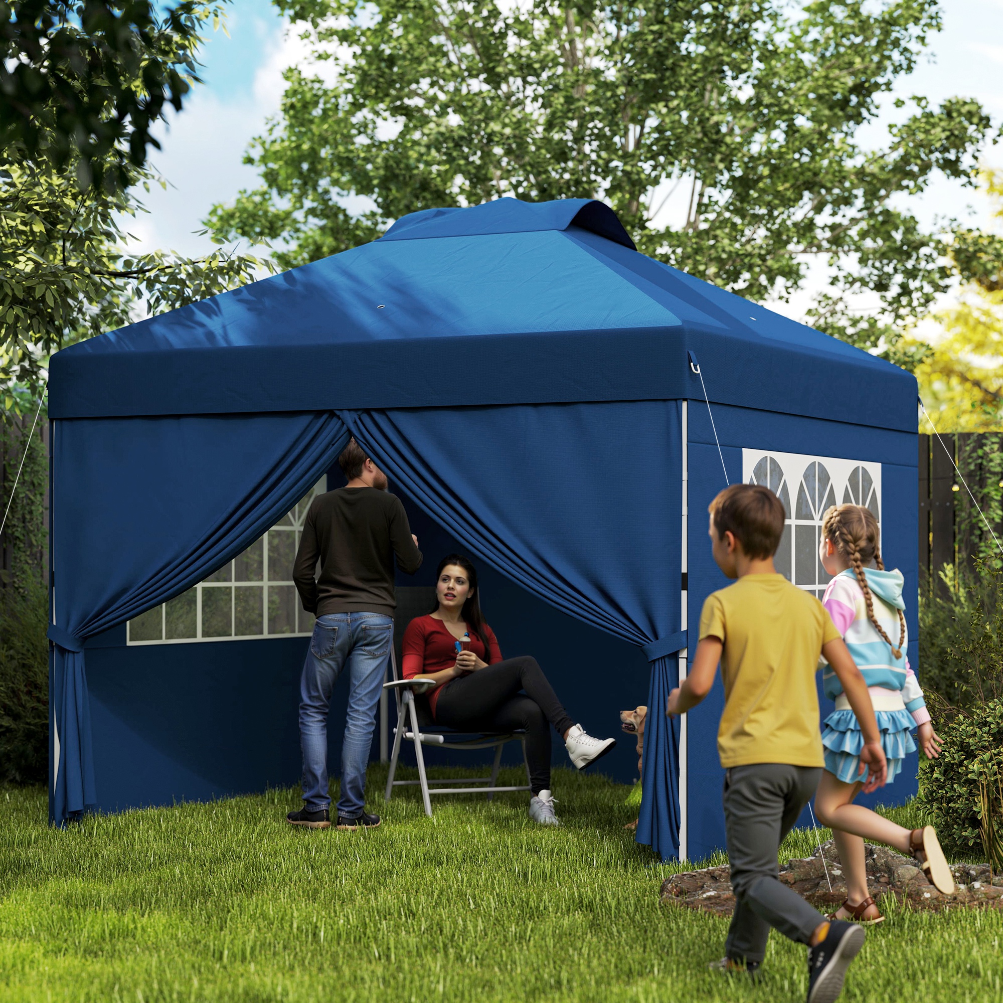 Outsunny Faltbare Gartenpavillon Pop-Up Partyzelt 3 x 3 Höhenverstellbar mi günstig online kaufen