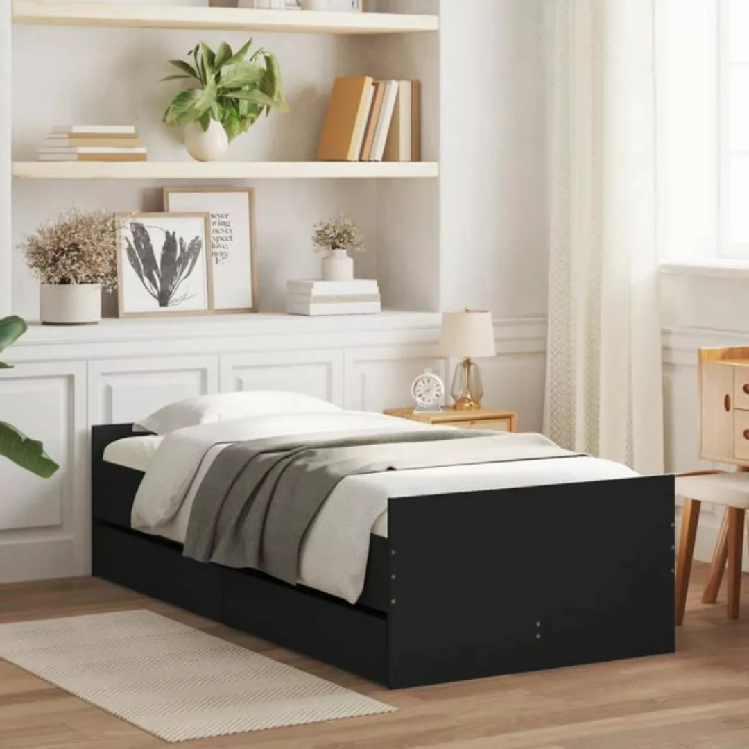 vidaXL Bett Bett mit Schubladen Schwarz 75x190 cm günstig online kaufen