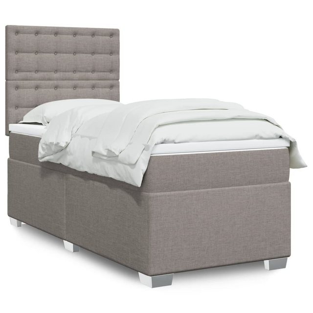 vidaXL Boxspringbett, Boxspringbett mit Matratze Taupe 100x200 cm Stoff günstig online kaufen